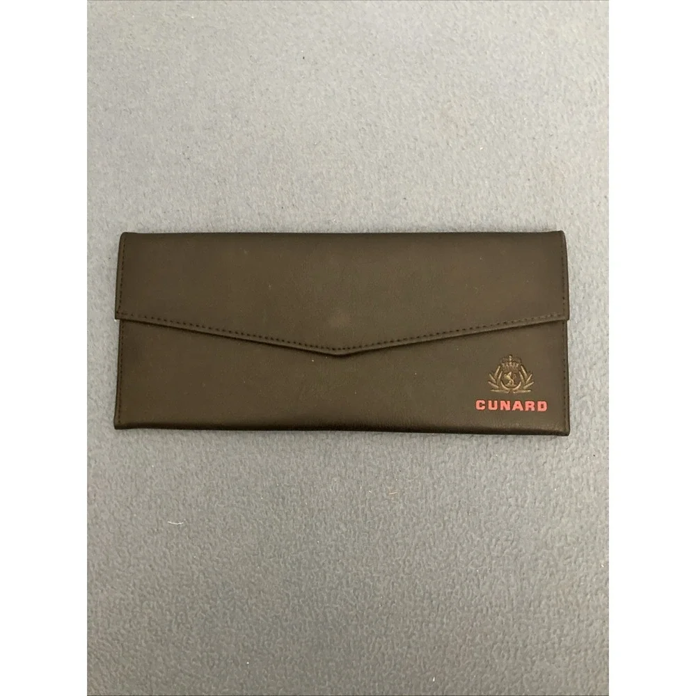 Cunard Shipping Black Faux Leather Travel Wallet Organizer for Tickets, Cash ETC